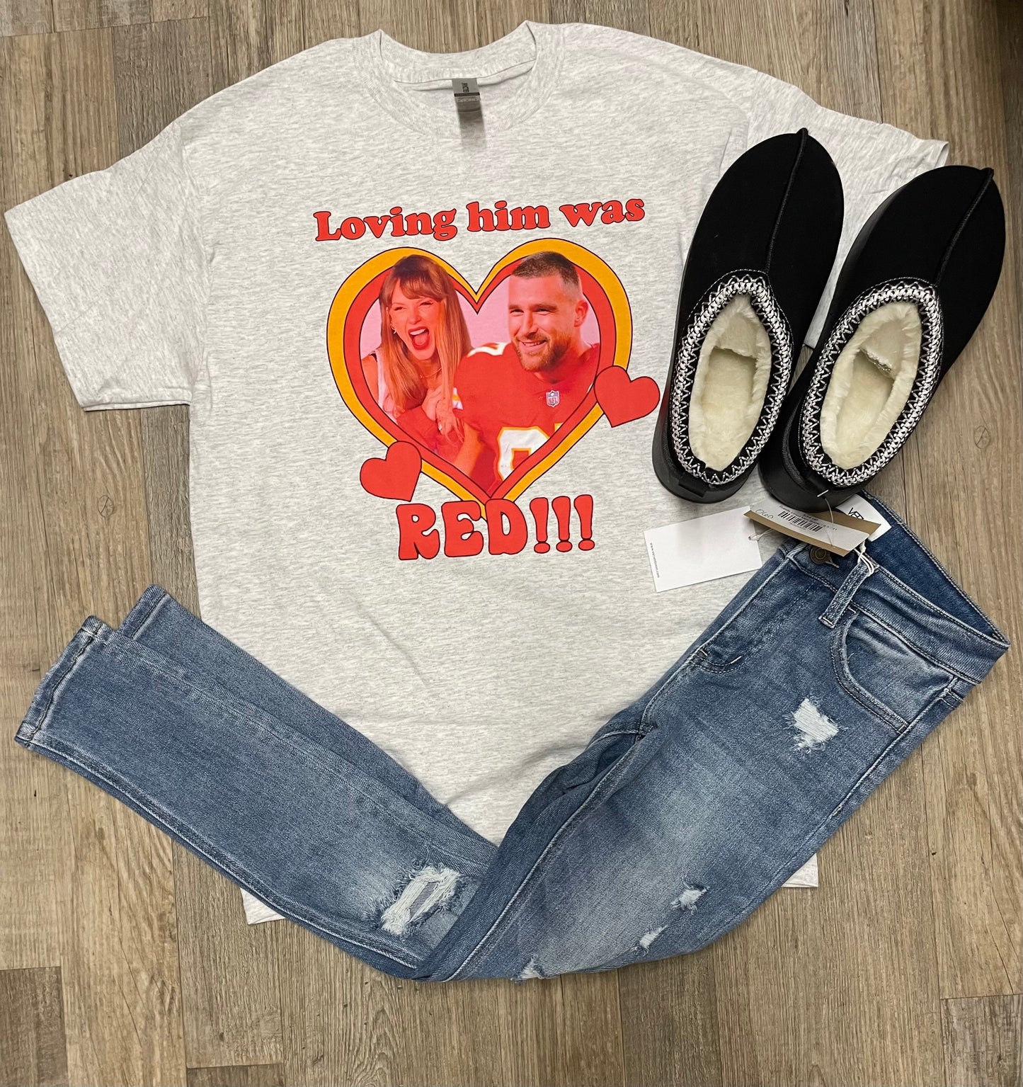 Loving Him Was Red Heart Graphic Tee - Adult