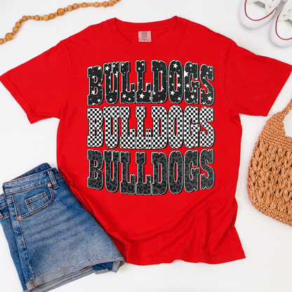 Bulldogs x 3 Stars Cheetah Checkered Graphic Tee