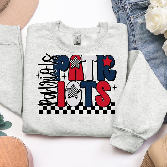 Patriots Jumbo Letters With Checkers Graphic Tee