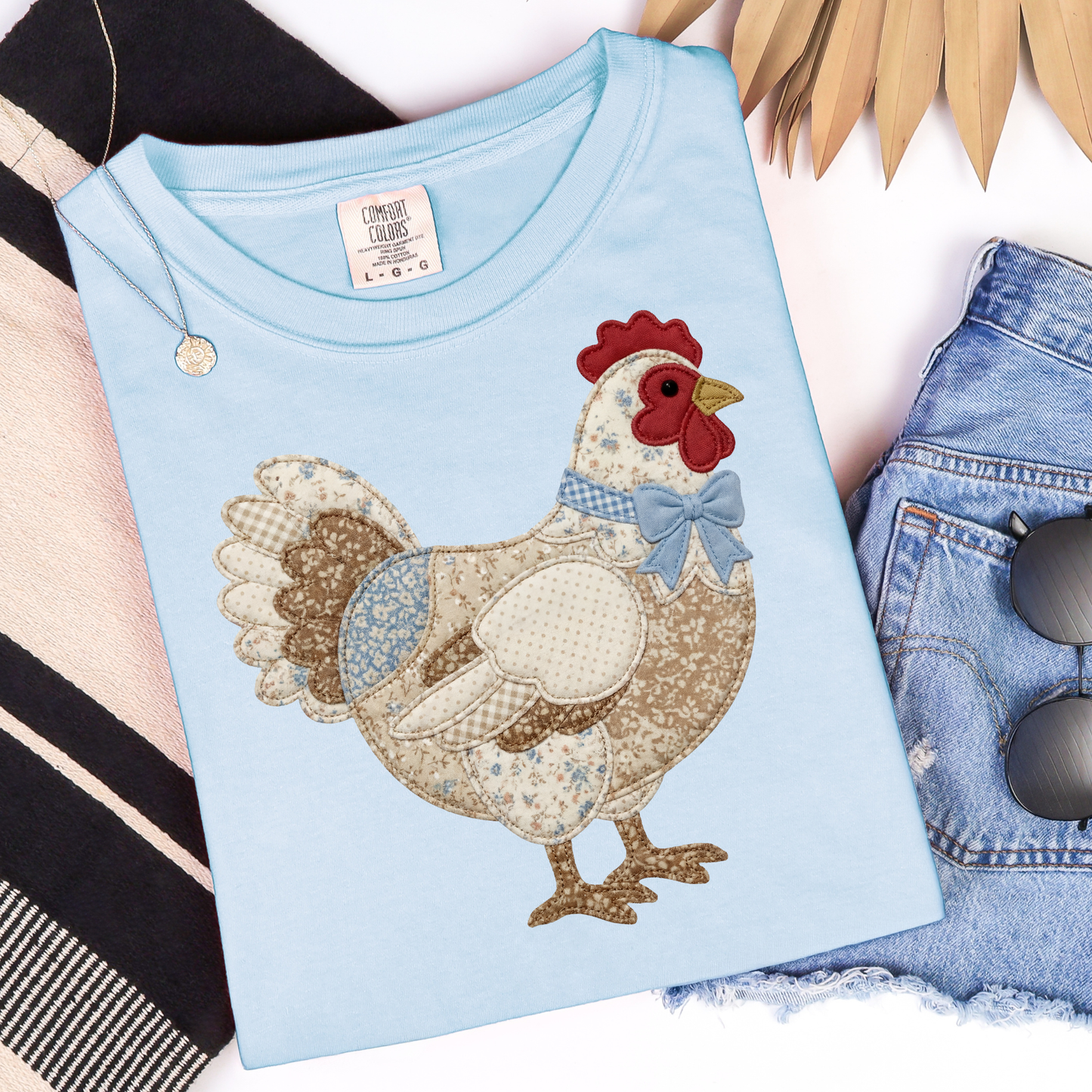 Floral Patchwork Chicken Graphic Tee