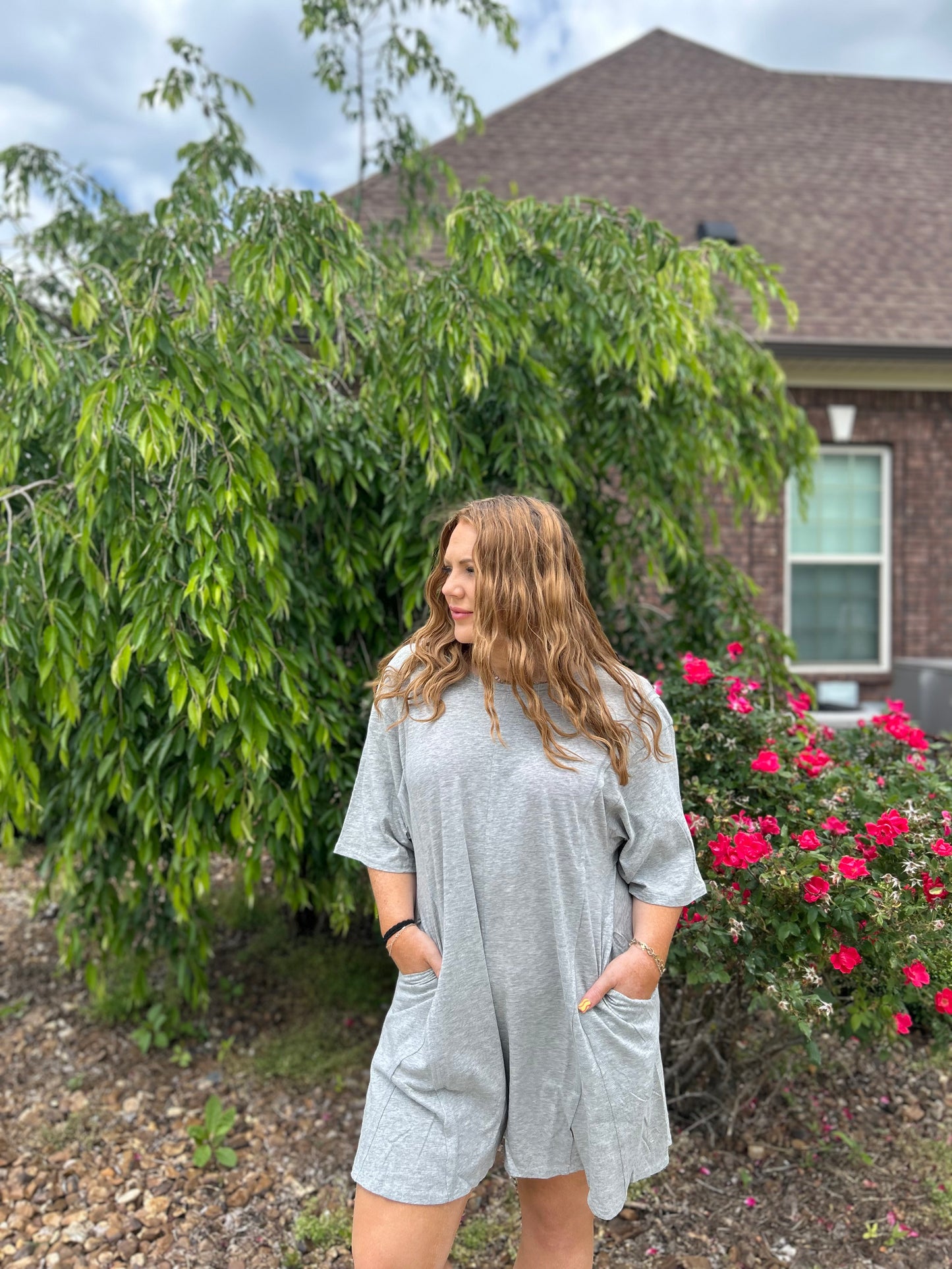 It's On Mineral Wash Romper - Heather Grey