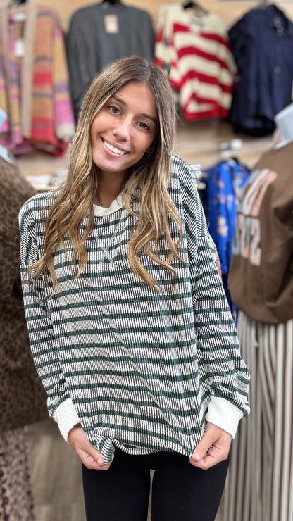 Give Into Me Striped Top - Hunter