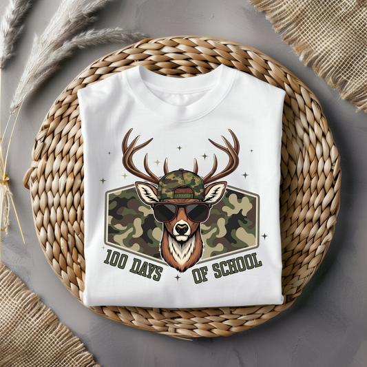 Buck 100 Days of School Camo Graphic Tee