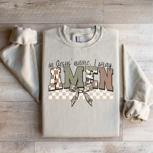 In Jesus Name I Pray Amen Camo Graphic Tee