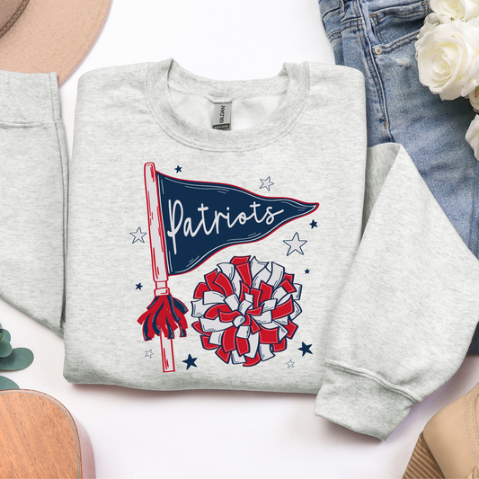Patriots Pennant Flag & Pom Pom Graphic Tee