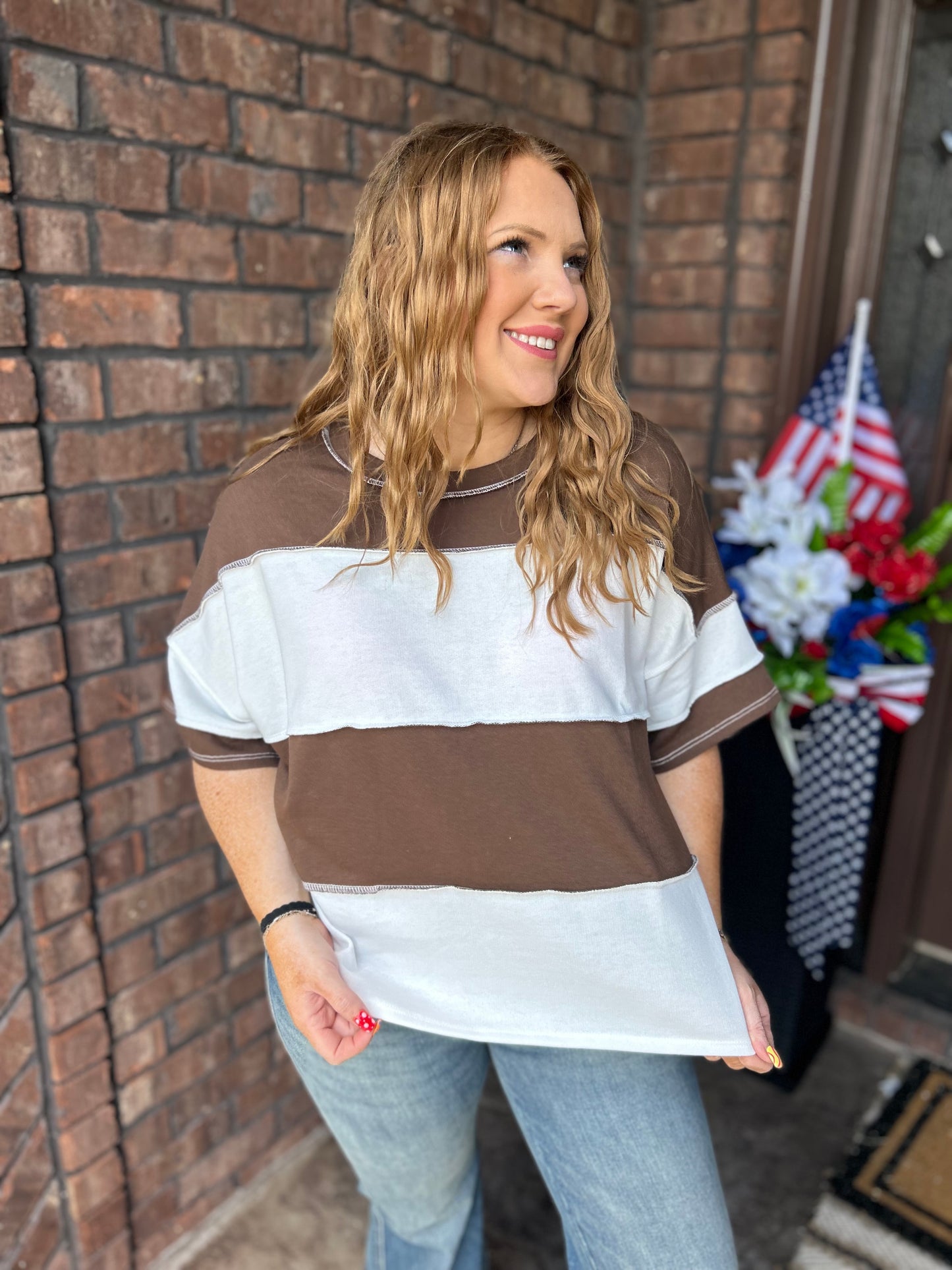 Not Today Striped Top - Brown