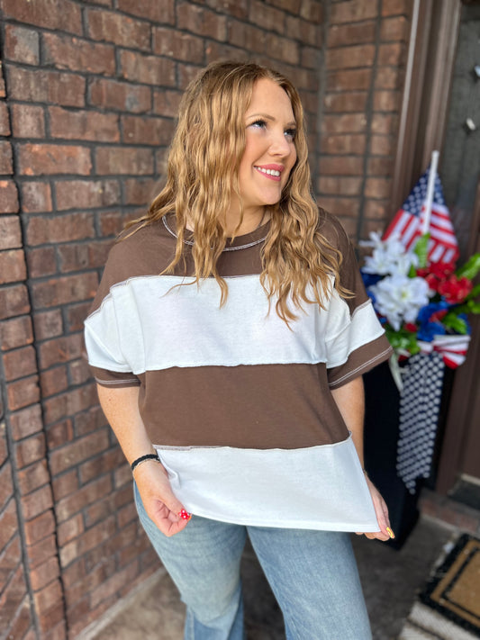 Not Today Striped Top - Brown