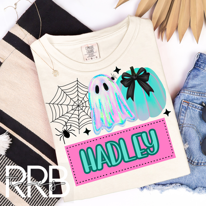 Girl Neon Ghost Custom Name Graphic Tee