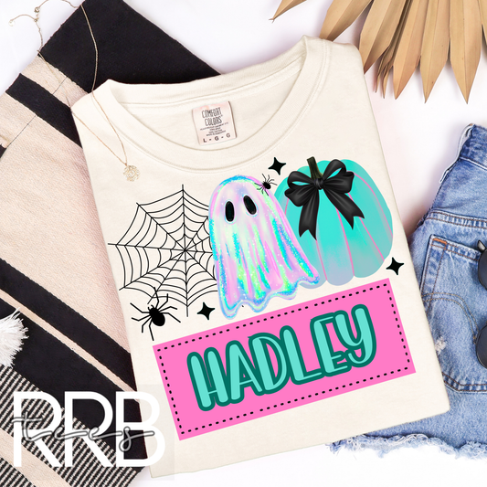 Girl Neon Ghost Custom Name Graphic Tee