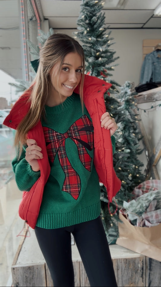 All Smiles Here Puffer Vest - Red