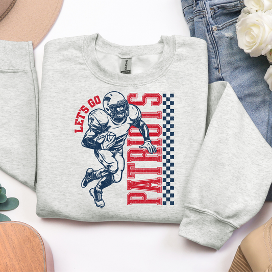 Football Player Let's Go Patriots Graphic Tee