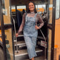 Grayce Distressed Wide Leg Overalls