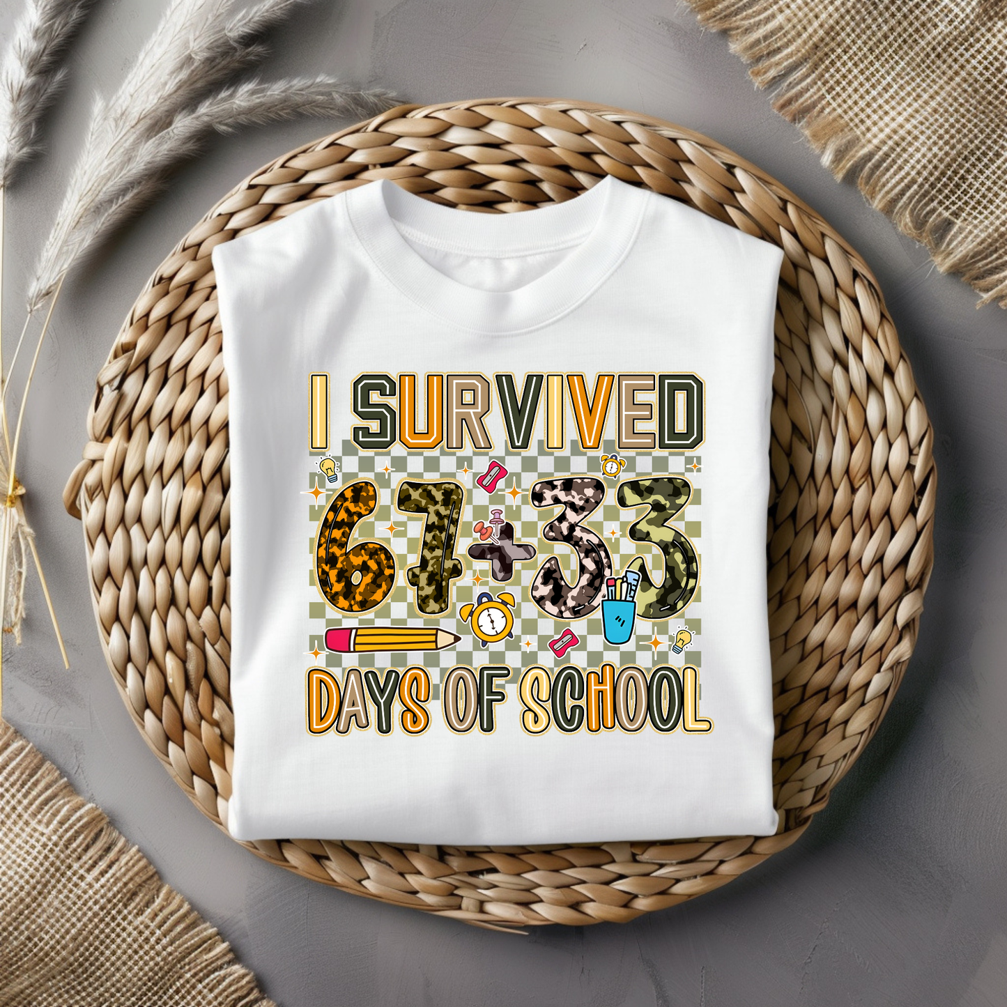 I Survived 67+33 Days of School Graphic Tee