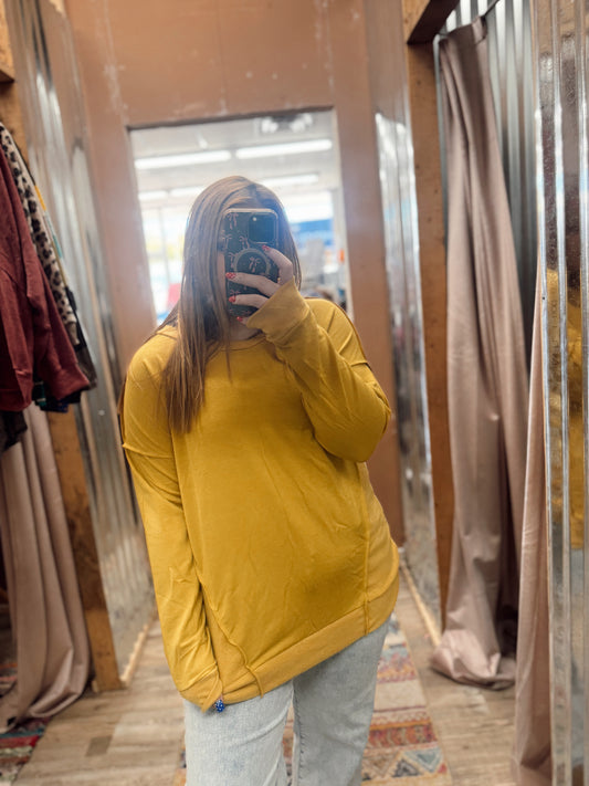 DB - Mustard Side Seam Long Sleeve Top