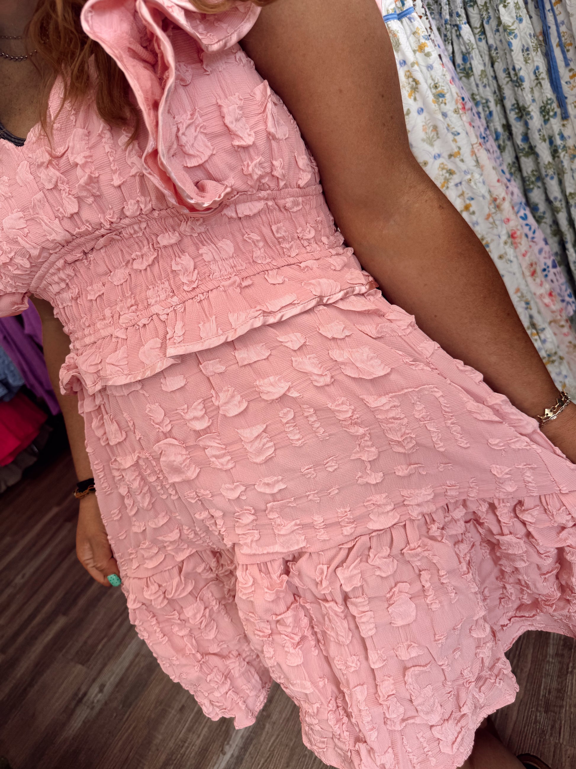 So Right Textured Dress - Light Pink Large So Right Textured Dress - Light Pink Large