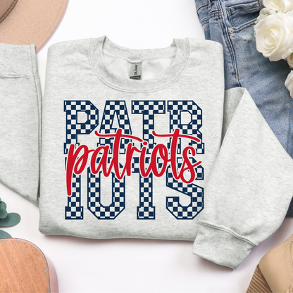 Checkered Patriots with Cursive Graphic Tee