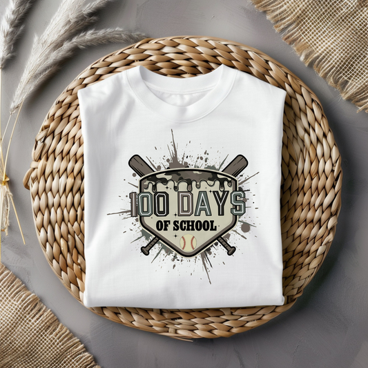 100 Days of School Baseball Home Plate Graphic Tee
