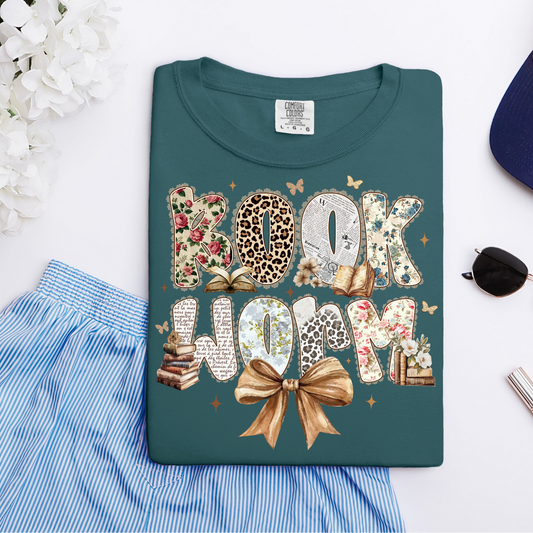 Book Worm Bow Graphic Tee