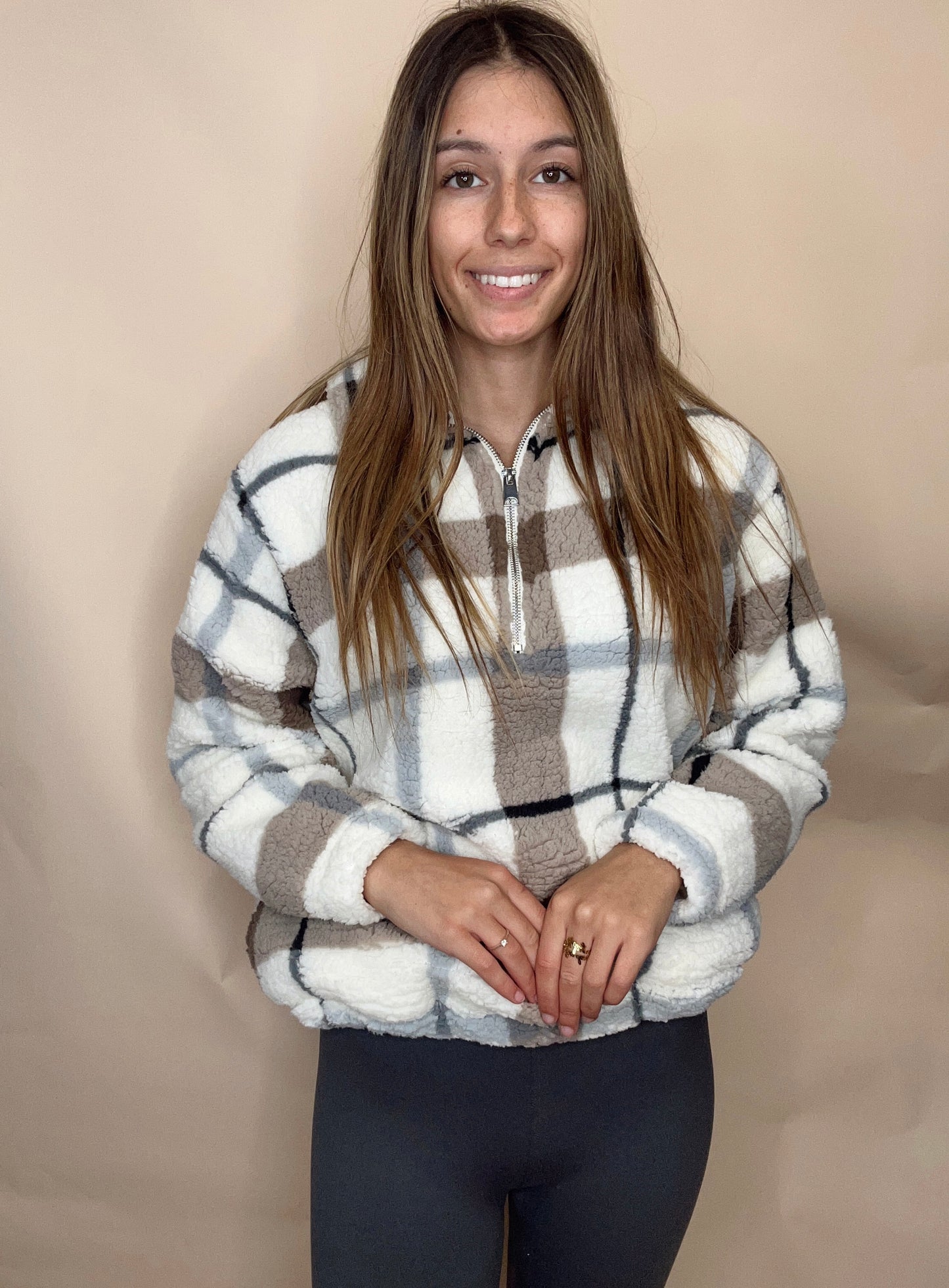 Cozy Vibes Sherpa 1/2 Pullover - Ivory