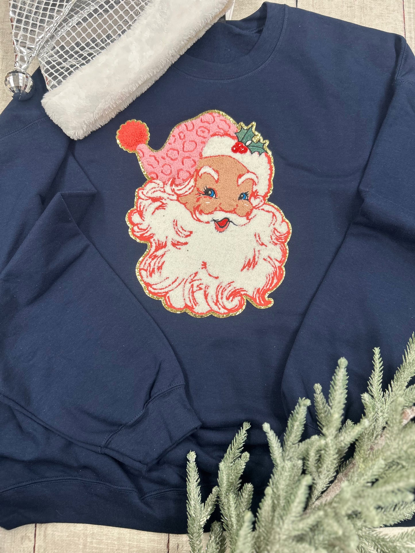 Pink Santa Navy Sweatshirt