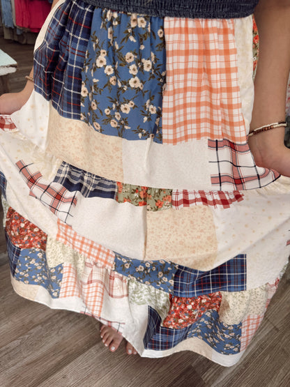 Willow Whisper Patchwork Maxi Dress