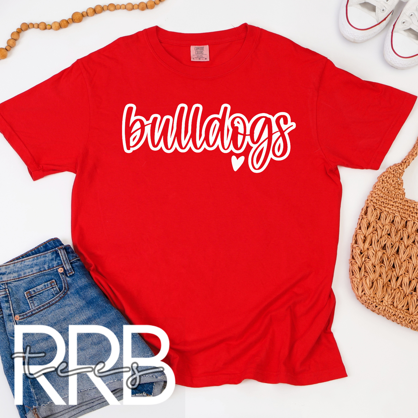 Bulldogs Hallow Cursive Heart Graphic Tee