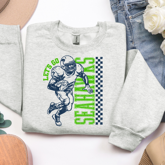 Football Player Let's Go Seahawks Graphic Tee