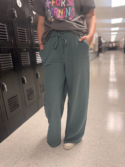 DOORBUSTER WIDE LEG SWEATPANTS - Ash Jade
