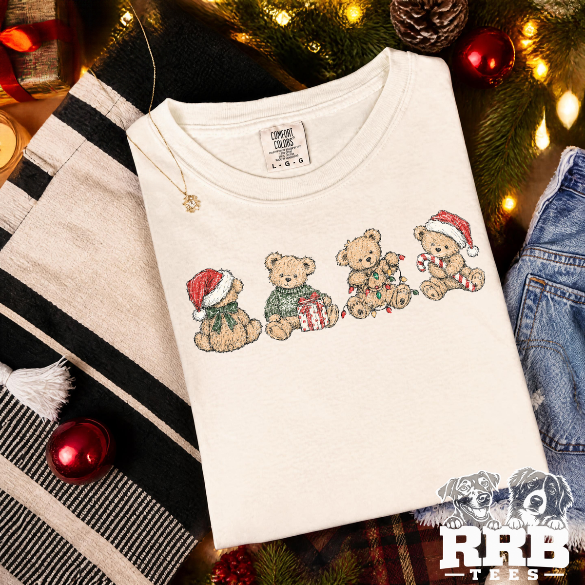 Vintage Teddy Bears Christmas Graphic Tee