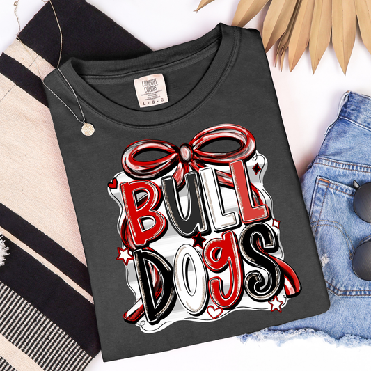 Bulldogs Bow Stripes & Stars Graphic Tee