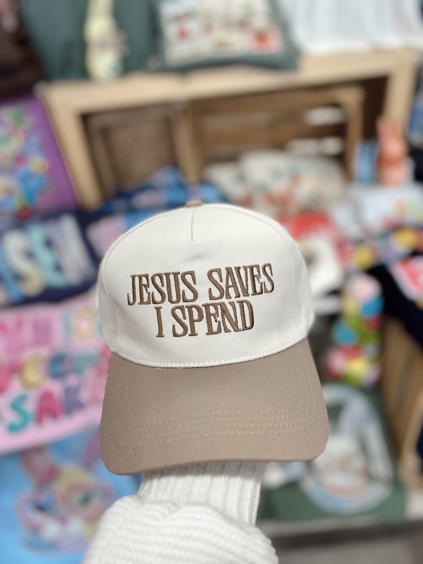 Jesus Saves I Spend Ball Cap - Ash Mocha