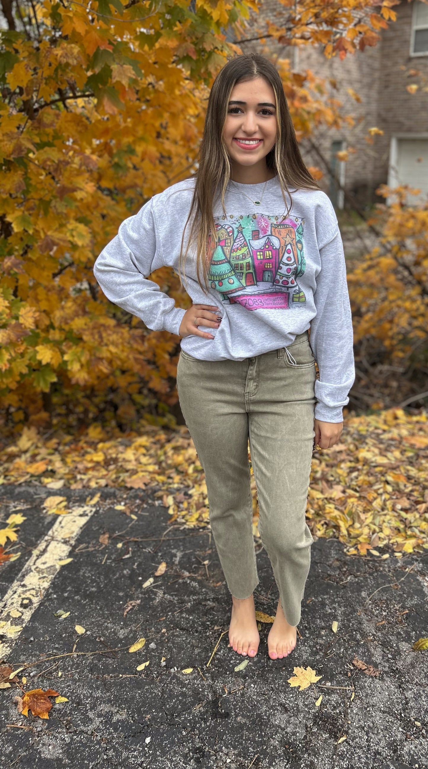 Becky Acid Wash Denim Cropped Jeans - LT Olive