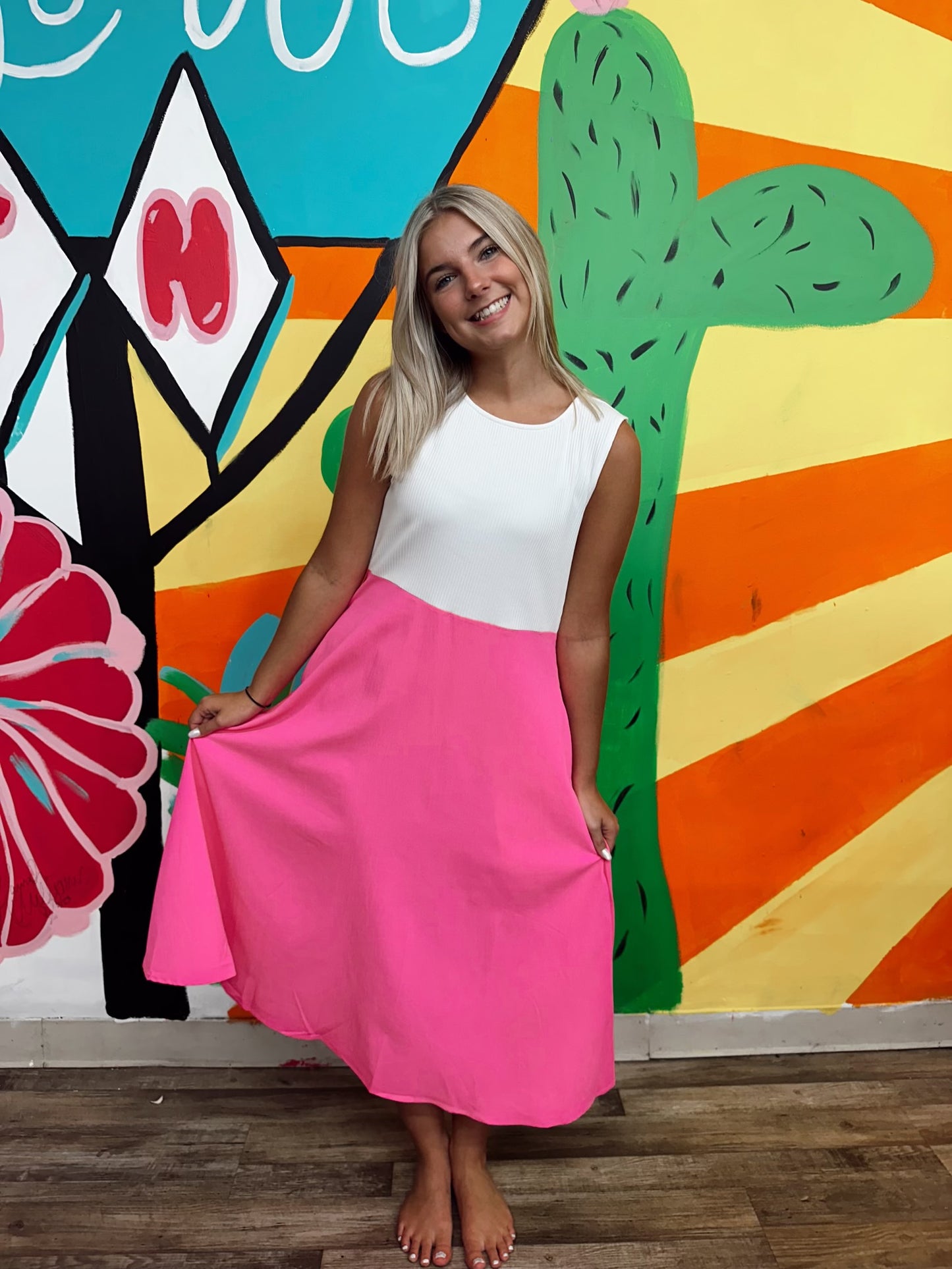 Live a Little Half Color A-Line Midi Dress {2 Colors}