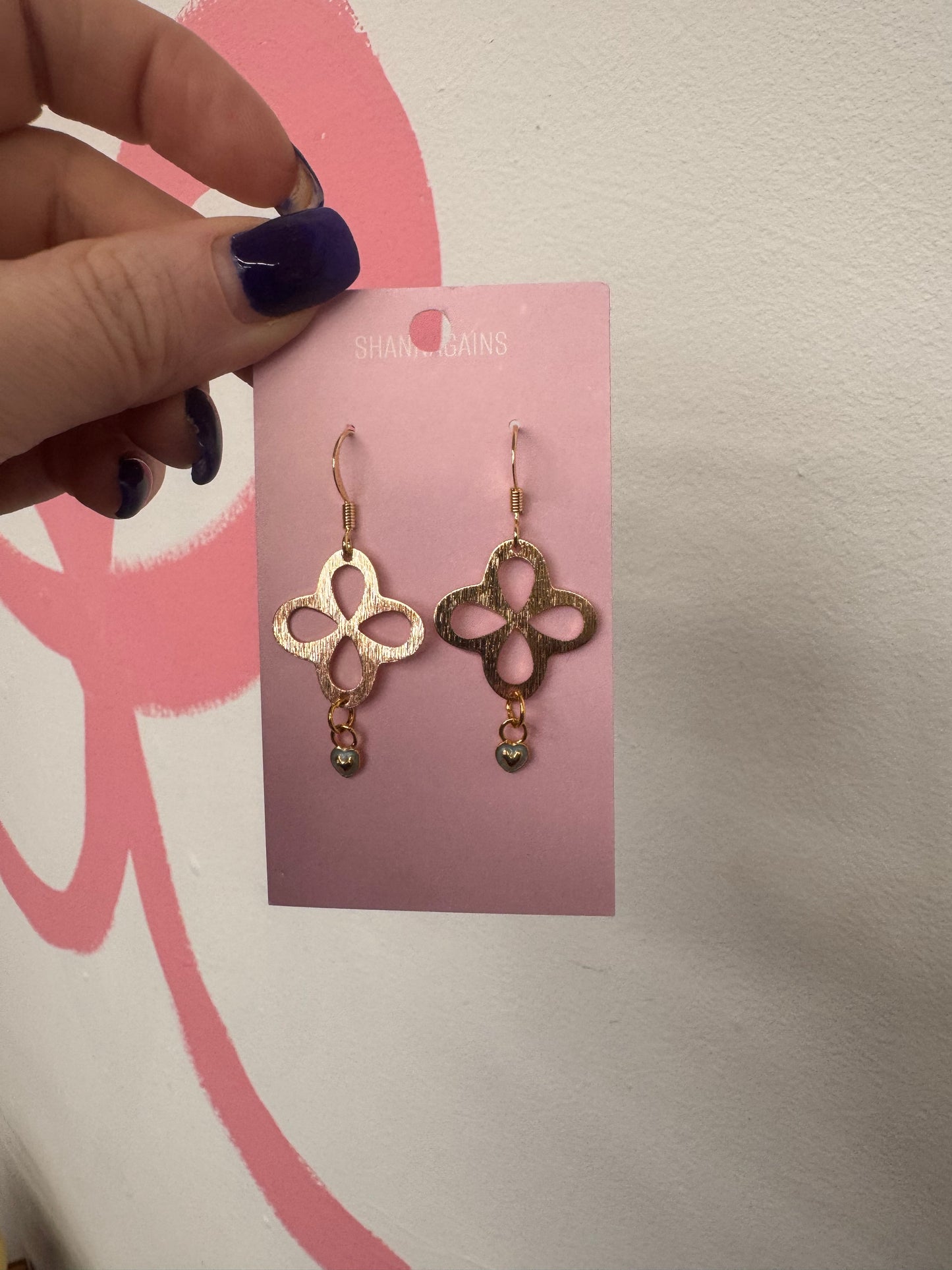 Flower Dangle Gold Earrings (36)