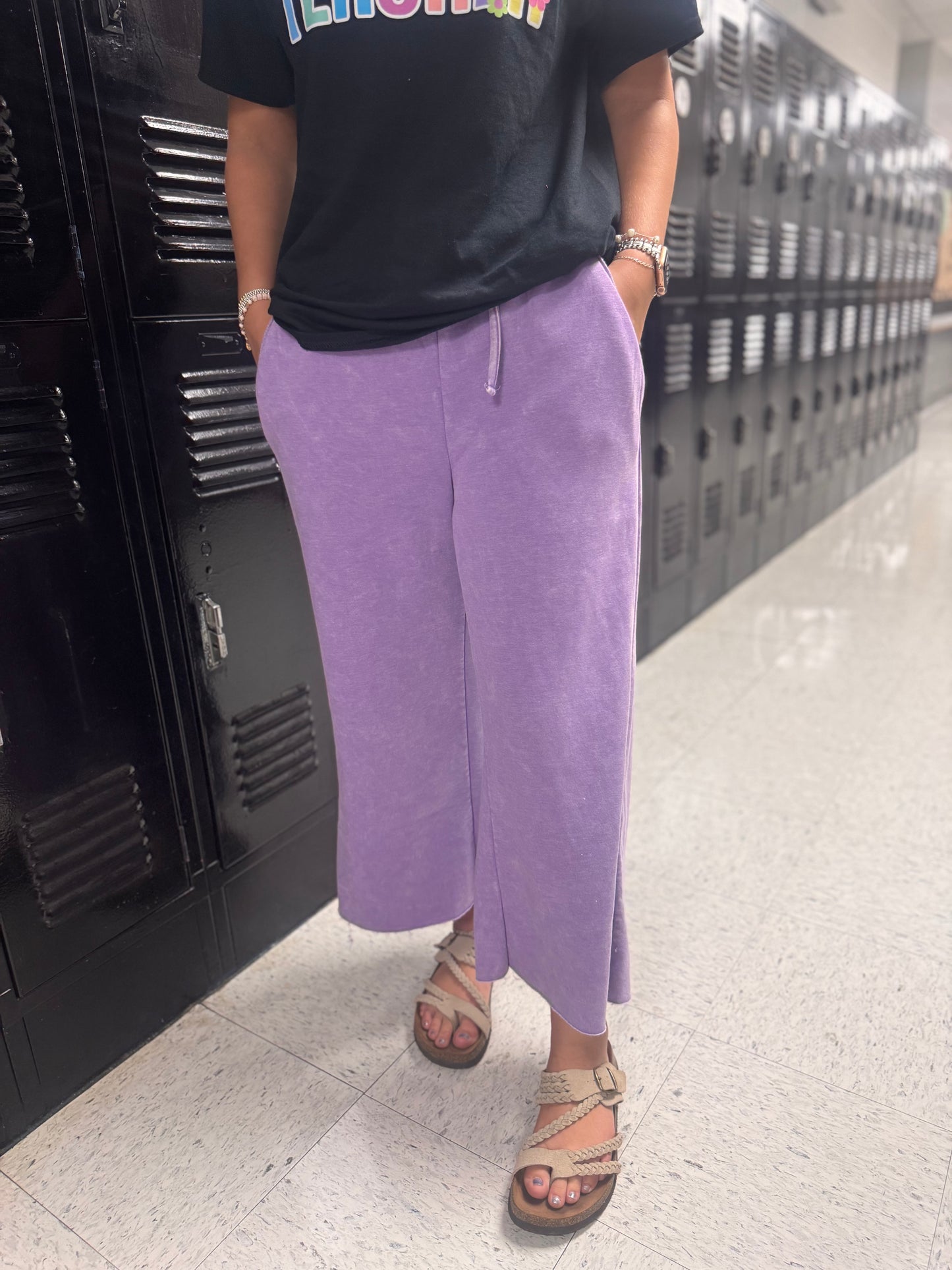 DOORBUSTER Acid Wash Flare Pants - Lavender