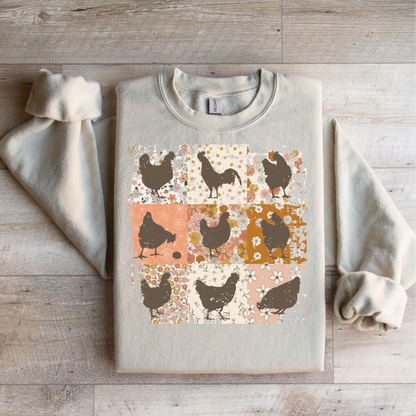 Chicken Floral Squares Graphic Tee