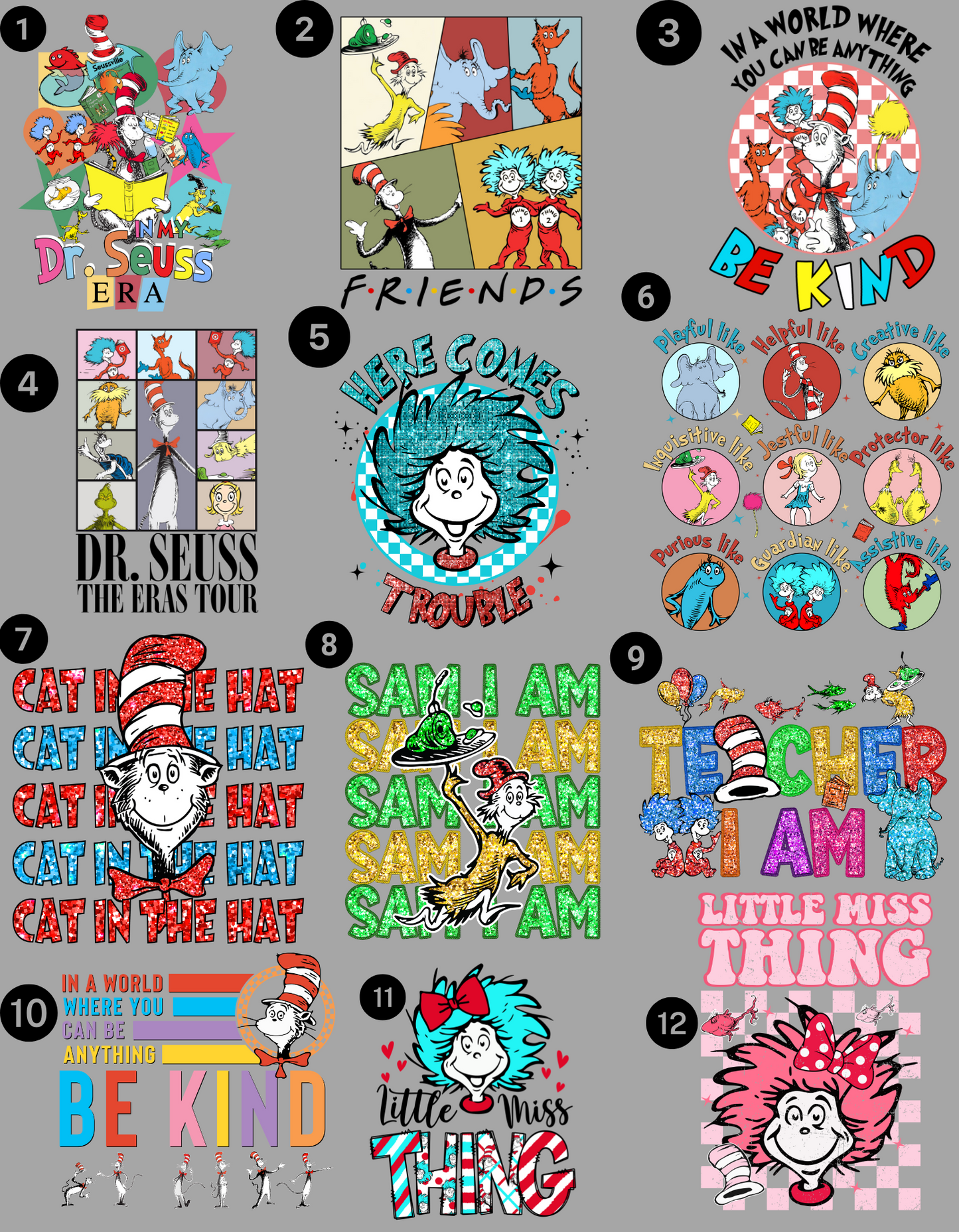 Dr Seuss 12 Designs - B