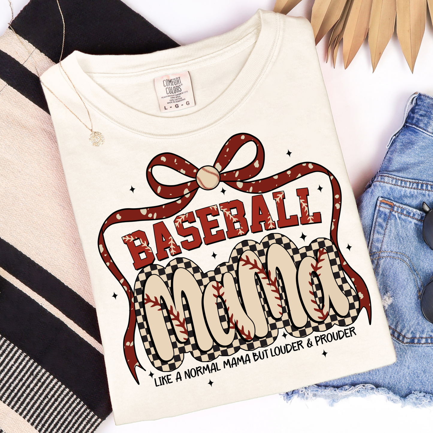 Baseball Mama Big Bow Frame Graphic Tee