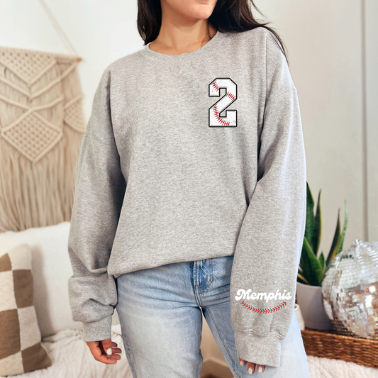 Custom Sports Number Crewneck Sweatshirt
