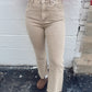 Becky Acid Wash Denim Cropped Jeans - Sand Beige