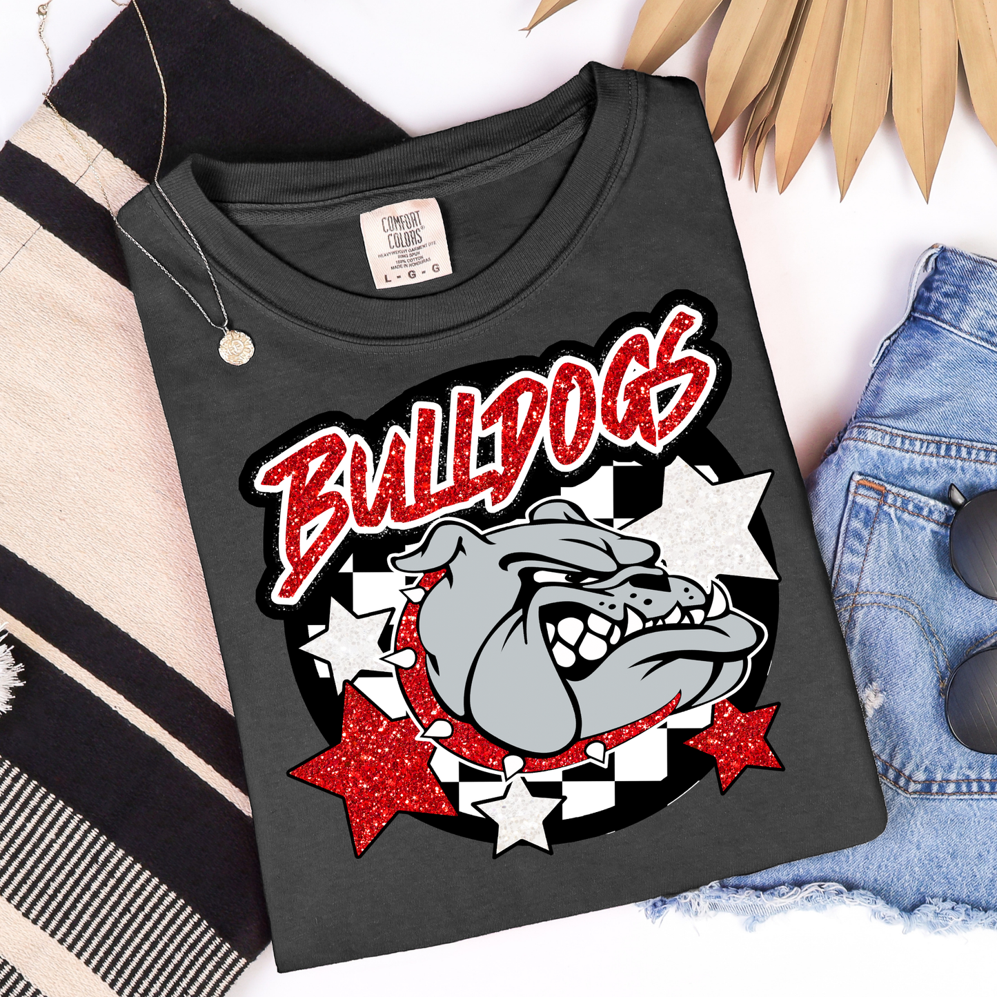 Bulldogs Head with Stars Graphic Tee