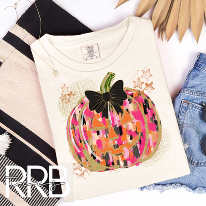 Painted Pumpkin Bow Graphic Tee