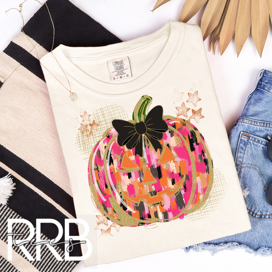 Painted Pumpkin Bow Graphic Tee