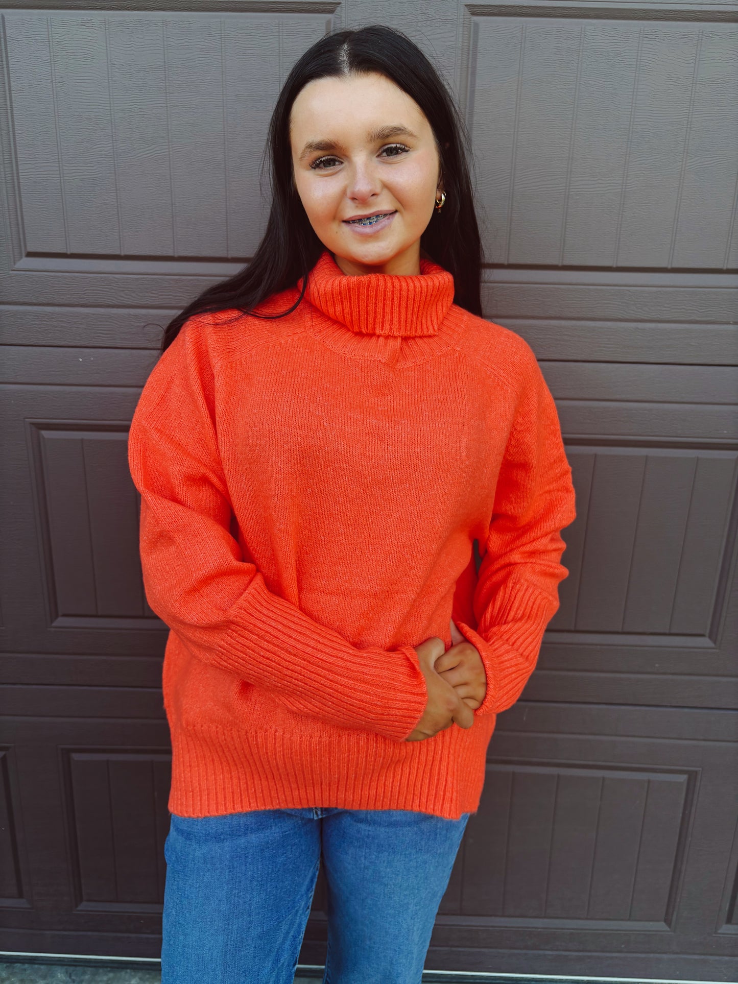 Pumpkin Patch Cozy Turtleneck Sweater - Orange