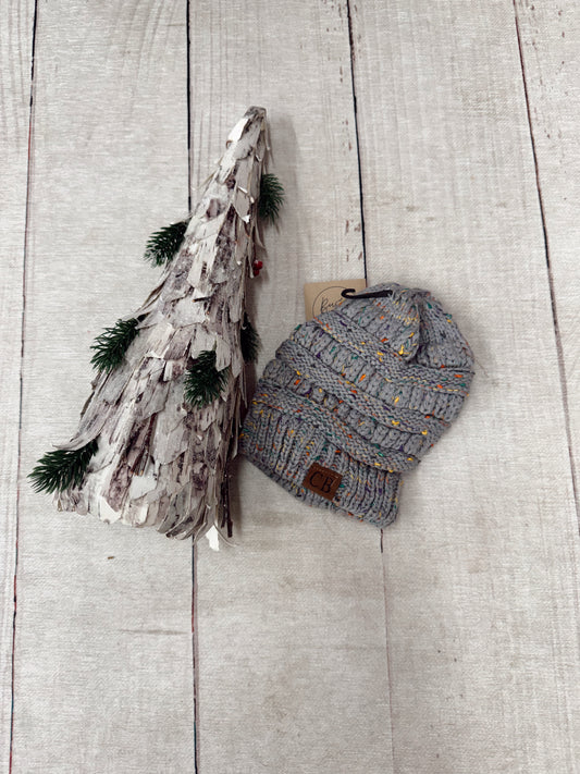 Ponytail Confetti Beanie - Grey