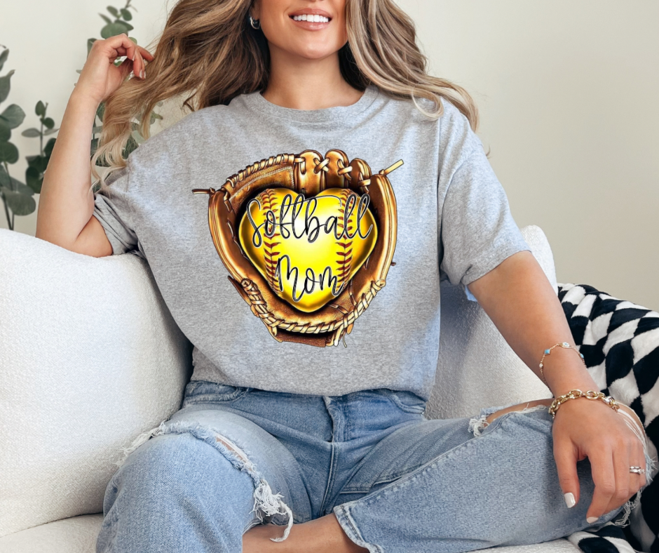 Softball Mom Glove Graphic Tee - Adult