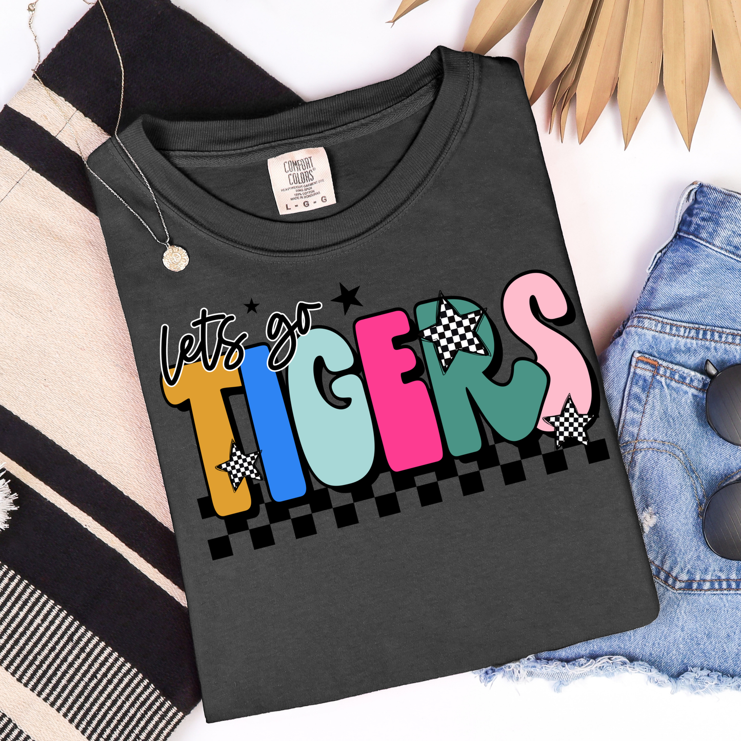 Colorful Retro Let's Go Tigers Graphic Tee