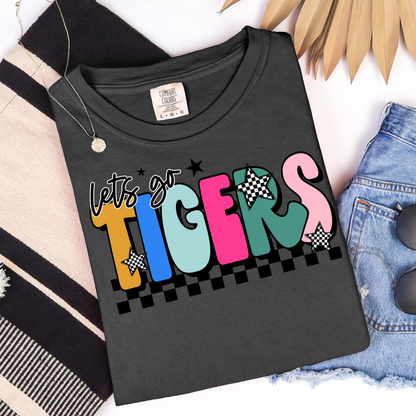 Colorful Retro Let's Go Tigers Graphic Tee