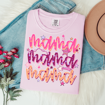 Stars Cursive Mama X3 Are Graphic Tee