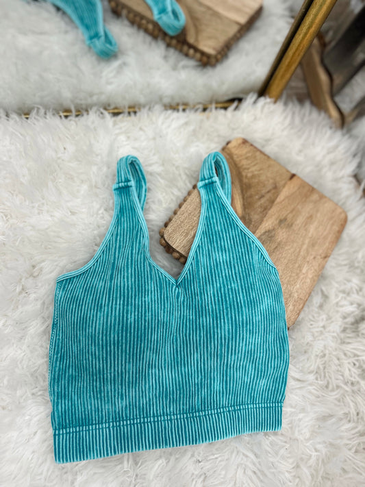 DOORBUSTER Ribbed Bralette - Lt Teal